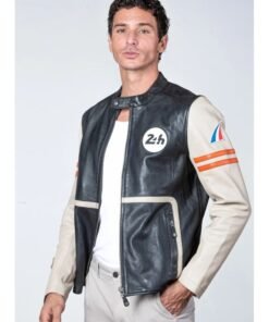 Karl 24H Le Ecru Mans Black Leather Jacket