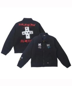 +44 Steadman Stars Zip Up Quilted Black Jacket