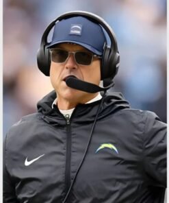 Jim Harbaugh Los Angeles Chargers Black Hooded Puffer Jacket