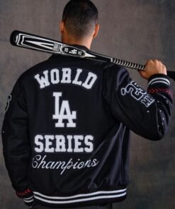 Los Angeles Dodgers Joshua Vides x Fanatics World Series Champions Black Varsity Jacket