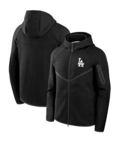 Los Angeles Dodgers Nike Tech Fleece Windrunner Full Zip Hoodie Jacket Black