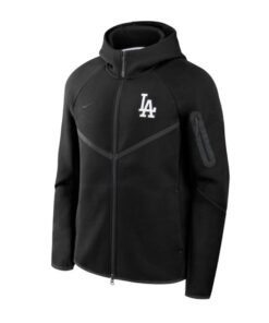Mens Los Angeles Dodgers Nike Black Tech Fleece Windrunner Full Zip Hoodie Jacket