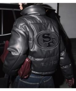 Off Season 49ers Black Faux Leather Puffer Jacket