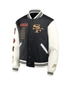 San Francisco 49ers Nike Black 2025 Rivalries Collection Full Snap Varsity Jacket