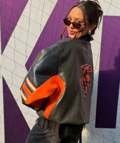 Alannah Davidson Chicago Bears Black Leather Jacket