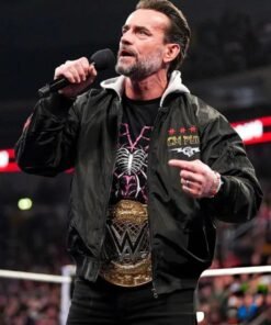 CM Punk Black Hooded Bomber Jacket