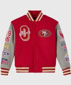 OVO 2025 San Francisco 49ers Varsity Jacket Red