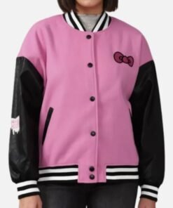 Hello Kitty Pink & Black Varsity Bomber Jacket