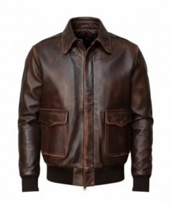 Men's A2 Aviator Brown Leather Bomber Jacket