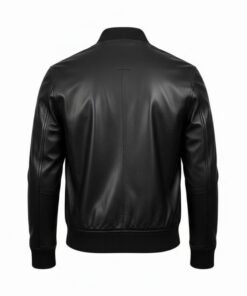 Mens Artisan Midnight Black Leather Bomber Jacket