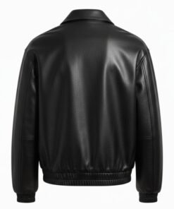 Mens Stealth Onyx Black Leather Bomber Jacket