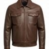 Mens Aethelred Artisan Brown Leather Bomber Jacket