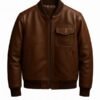 Mens Apex Aviator Brown Leather Bomber Jacket
