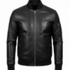 Mens Artisan Midnight Black Leather Bomber Jacket