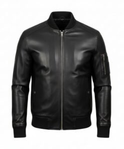 Mens Artisan Midnight Black Leather Bomber Jacket