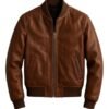 Men’s Classic Genuine Leather Brown Bomber Jacket