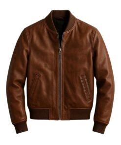 Men’s Classic Genuine Leather Brown Bomber Jacket