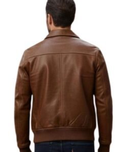 Mens Handmade Brown Leather Bomber Jacket