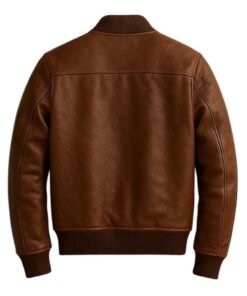 Men’s Handmade Genuine Leather Brown Bomber Jacket