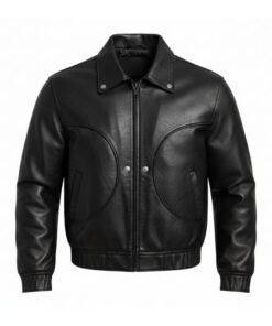Mens Handmade Western Black Leather Bomber Jacket