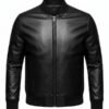 Mens Premium Handcrafted Black Leather Bomber Jacket