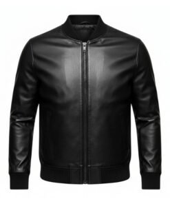 Mens Premium Handcrafted Black Leather Bomber Jacket