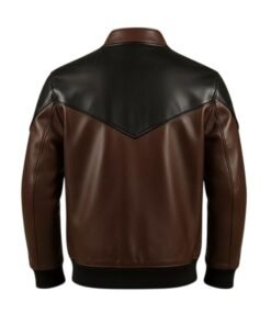 Men's Two-Tone Racer Style Leather Bomber Jacket