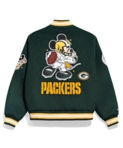 Mickey Mouse x Green Bay Packers Game Day Unisex Wool Letterman Varsity Jacket