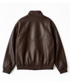 Premium Oversized Dark Brown Leather Bomber Jacket