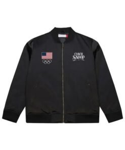 Team USA Coach Snoop Satin Bomber Jacket Black