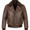 Womens Heritage Distressed Brown Leather Biker Jacket
