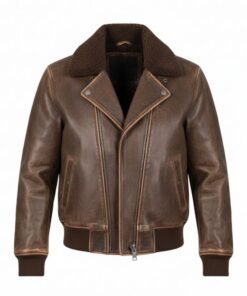 Womens Heritage Distressed Brown Leather Biker Jacket