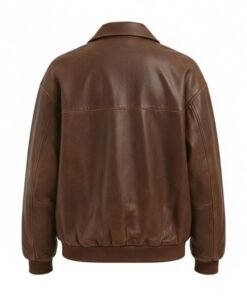 Womens Oversized Vintage Brown Leather Bomber Jacket