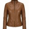 Womens Premium Hand-Burnished Tan Brown Leather Jacket
