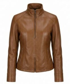 Womens Premium Hand-Burnished Tan Brown Leather Jacket