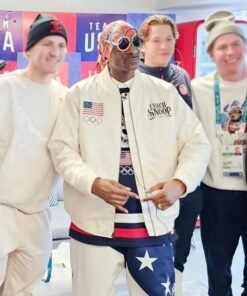 2026 Olympic Team USA Snoop Dogg White Satin Bomber Jacket