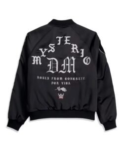 Mens Black Dominik Mysterio Civil Regime Satin Full Zip Bomber Jacket