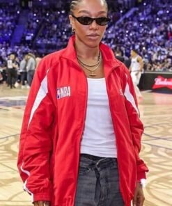 NBA London Game Naomi Ackie Red Jacket