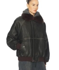 Faux Fur Collar Oversized Leather Jacket Faux Fur Collar Oversized Leather Jacket