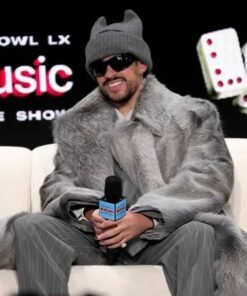 Super Bowl LX Halftime Show Bad Bunny Faux Fur Coat