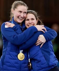 Sweden Curling Team Jacket in Blue Puffer