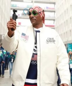 Team USA 2026 Olympic White Satin Bomber Jacket by Snoop Dogg