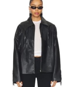 Womens Oversized Fringe Leather Jacket
