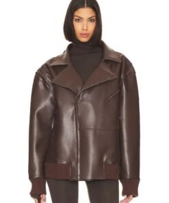 Womens Oversized Moto Leather Jacket