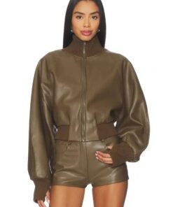 Womens Oversized Turtleneck Bomber Jacket