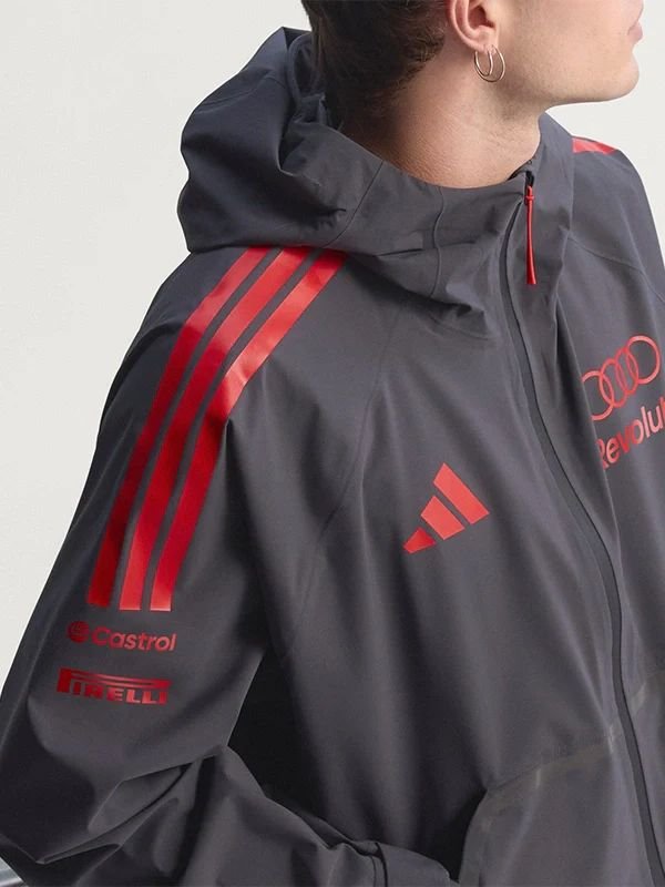 Adidas x Audi Revolut F1 Mechanics Rain Jacket Black Hooded Rain Mechanics Jacket Adidas x Audi