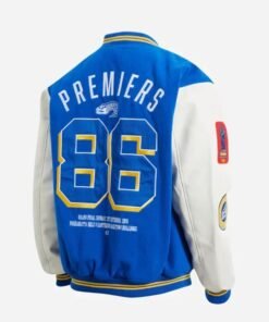 Parramatta Eels 1986 Premiers Varsity Jacket Blue White Eals 1986 Premiers Wool Leather Varsity Jacket