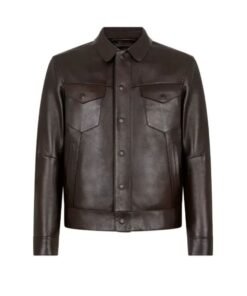 dark brown leather jacket men