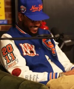 New York City 2026 Carmelo Blue and White Letterman Varsity Jacket