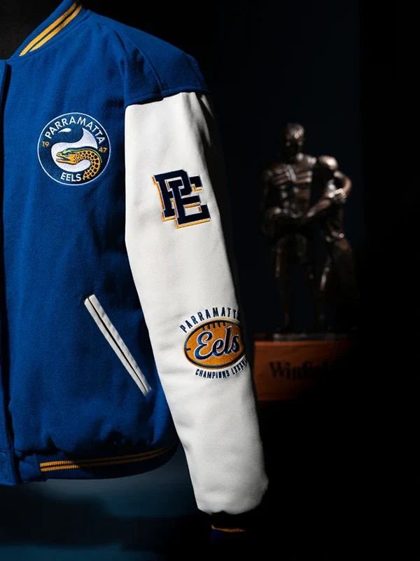 Parramatta Eels 1986 Premiers Varsity Jacket Premiers Eals Varsity Wool Jacket in Blue White